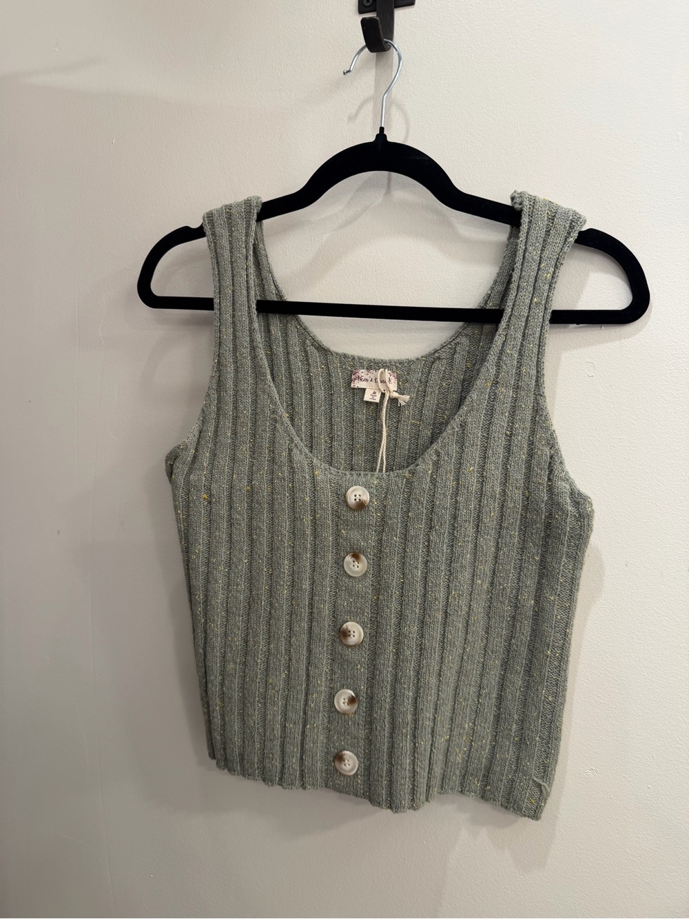 Hem & Thread Ribbed Sage Green Knit Top - Picture 2 of 6